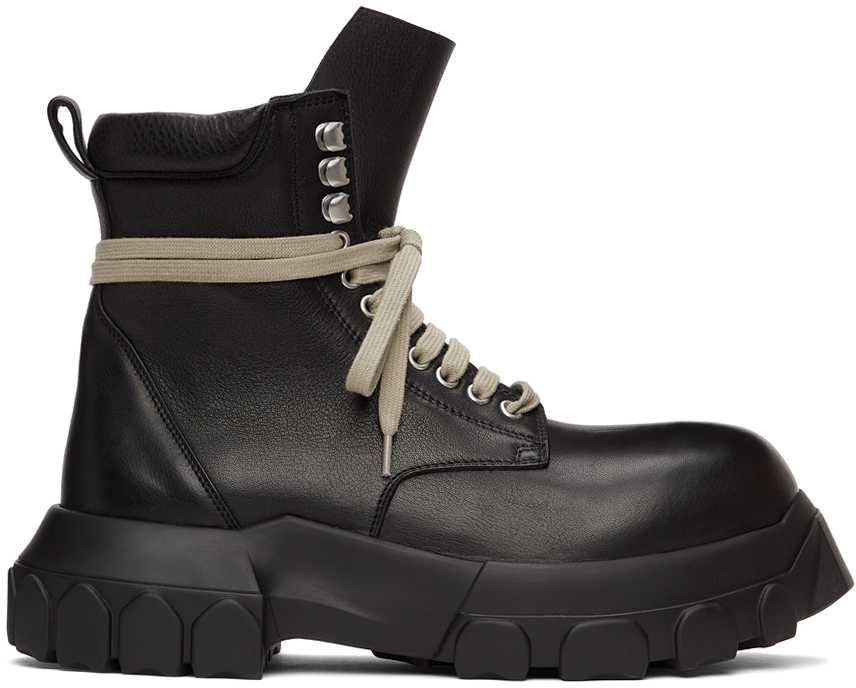 RICK OWENS BLACK BOZO TRACTOR ARMY BOOTS