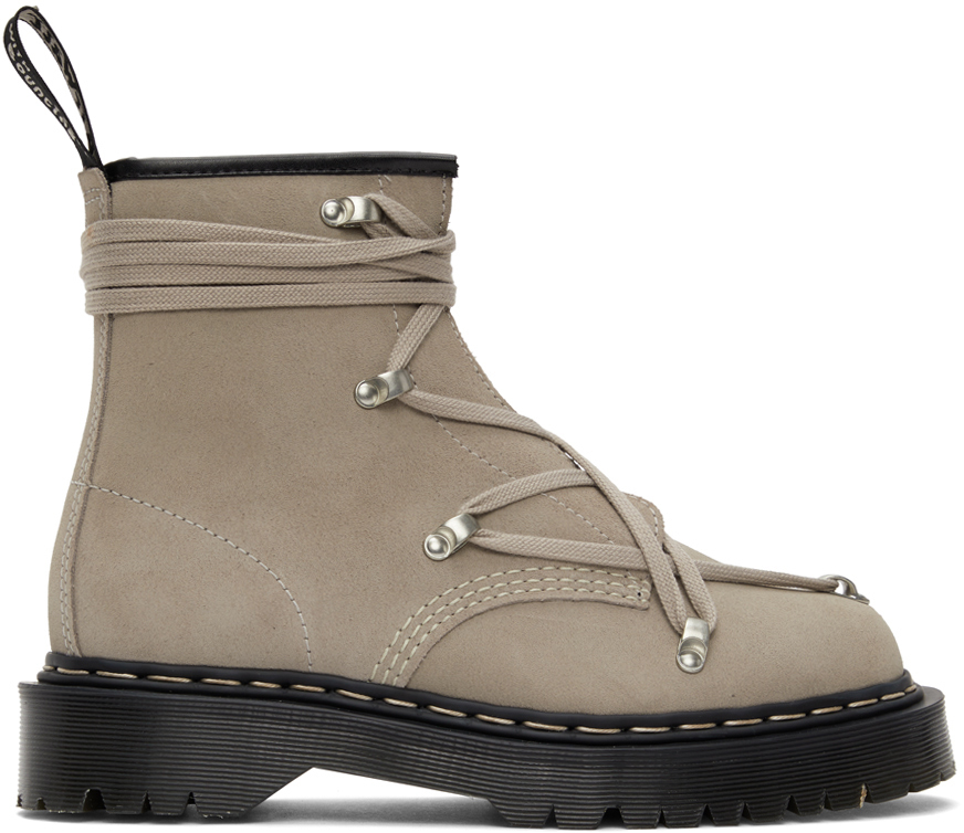 Rick Owens: Taupe Dr. Martens Edition 1460 Bex Boots | SSENSE