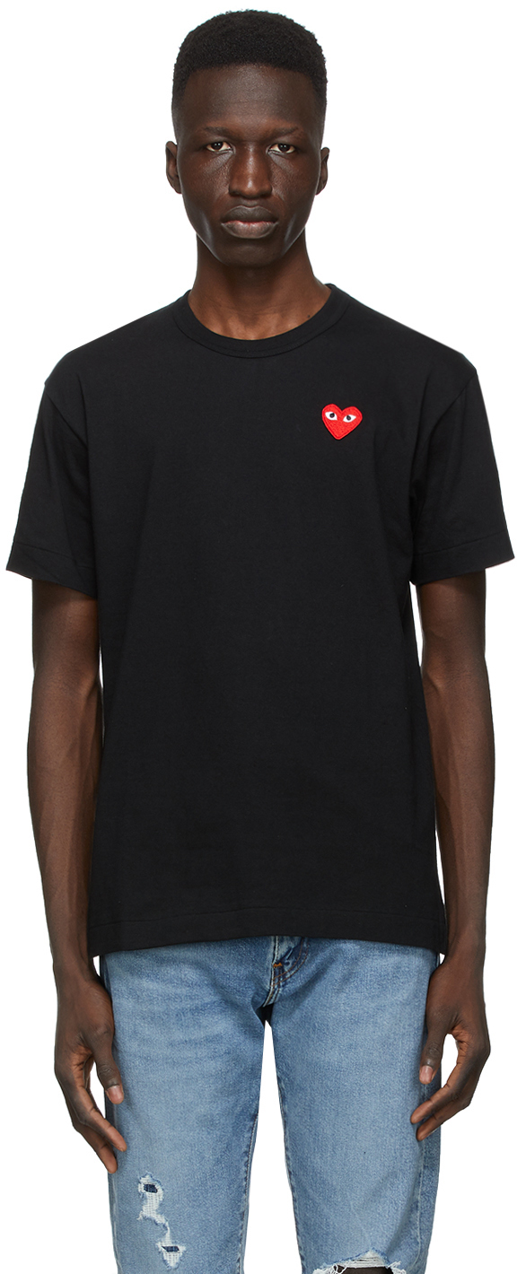 Black & Red Heart Patch T-Shirt