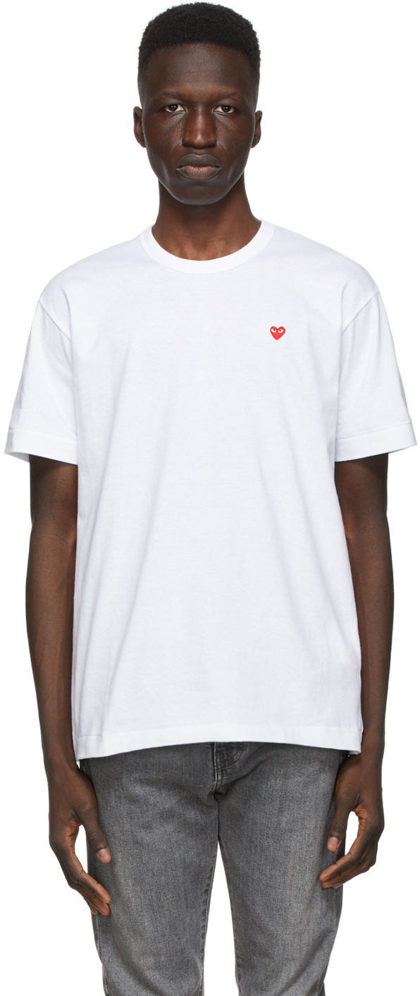 Reaktor banner beslag Comme des Garçons Play: White & Red Small Heart T-Shirt | SSENSE