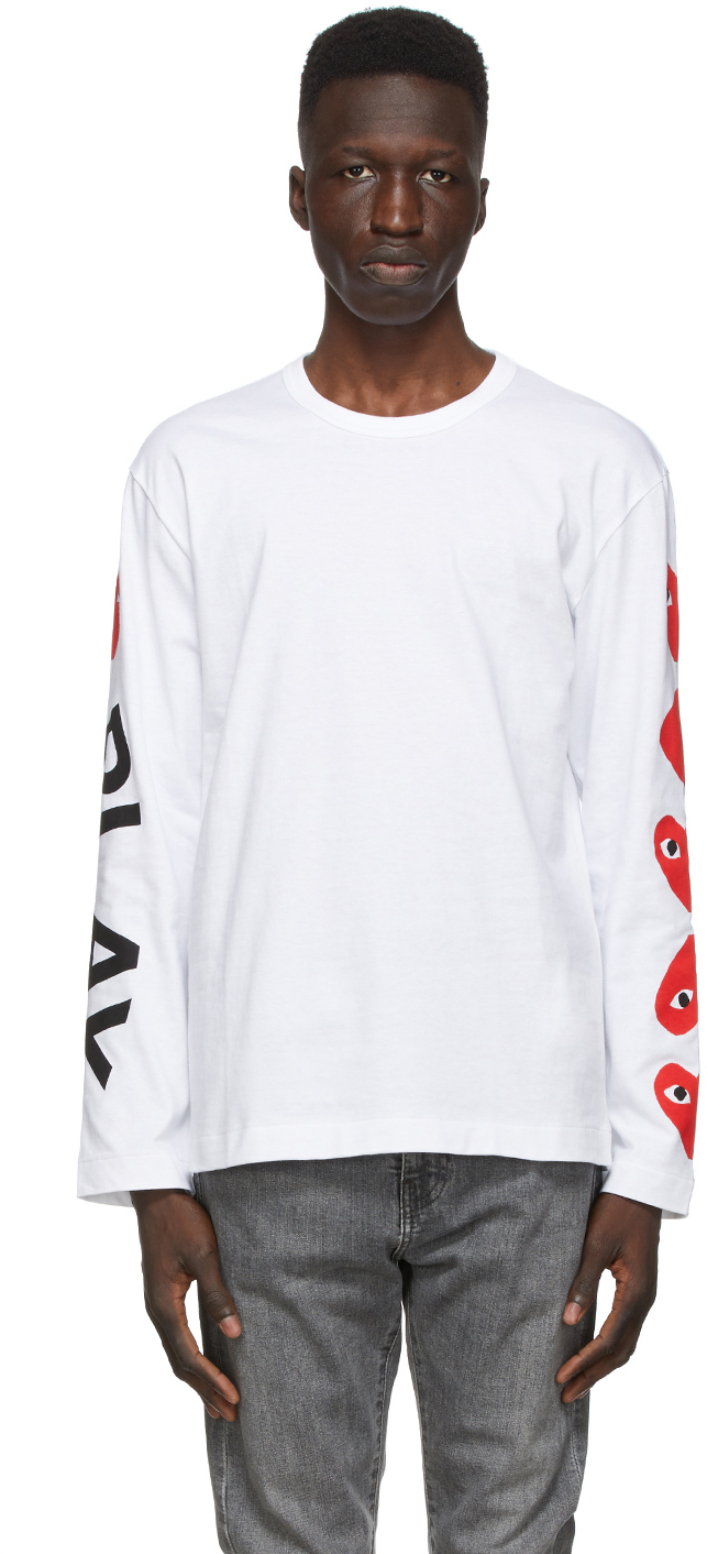 White & Red Multi Logo Long Sleeve T-Shirt Ssense Uomo Abbigliamento Top e t-shirt Top 