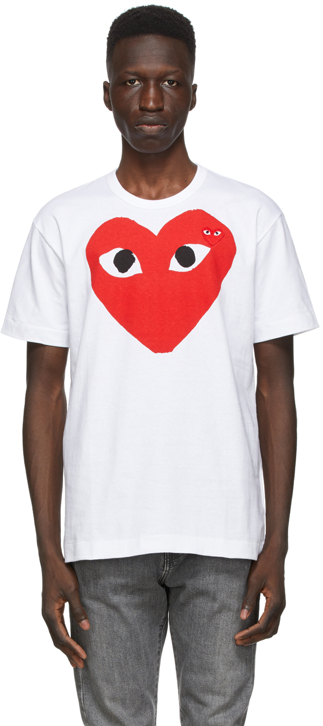 comme des garons t shirt homme blanche