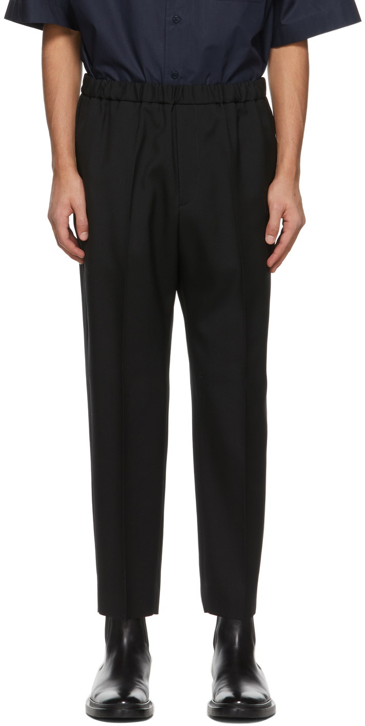 Black Wool Cropped Trousers
