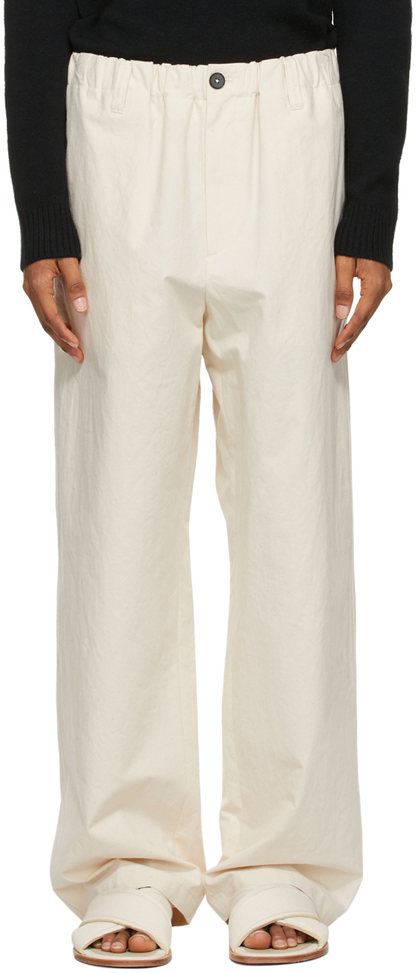 white cotton trousers