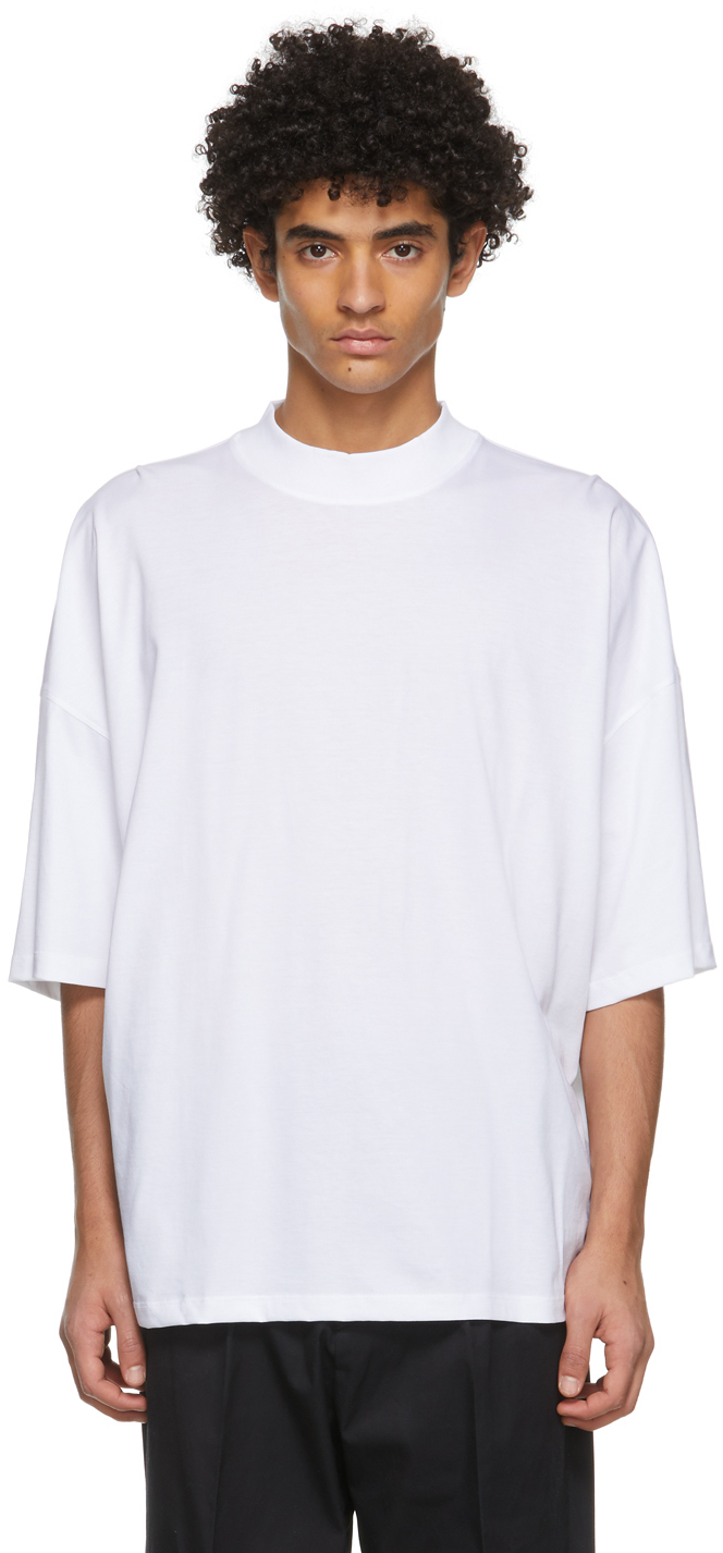 Jil Sander: White Mock Neck T-Shirt | SSENSE