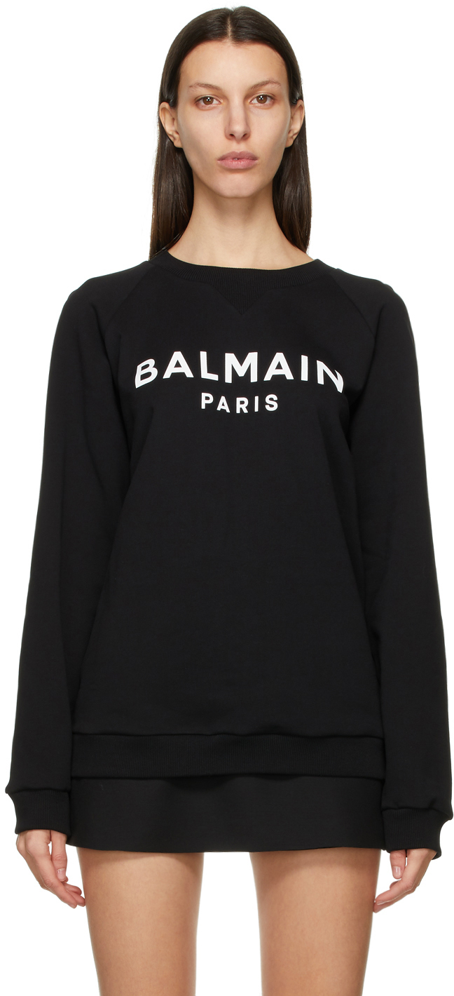 Black & White Logo Sweatshirt by Balmain on Sale