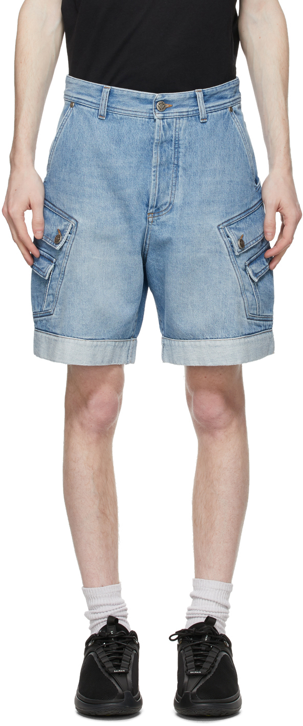 cargo blue jean shorts