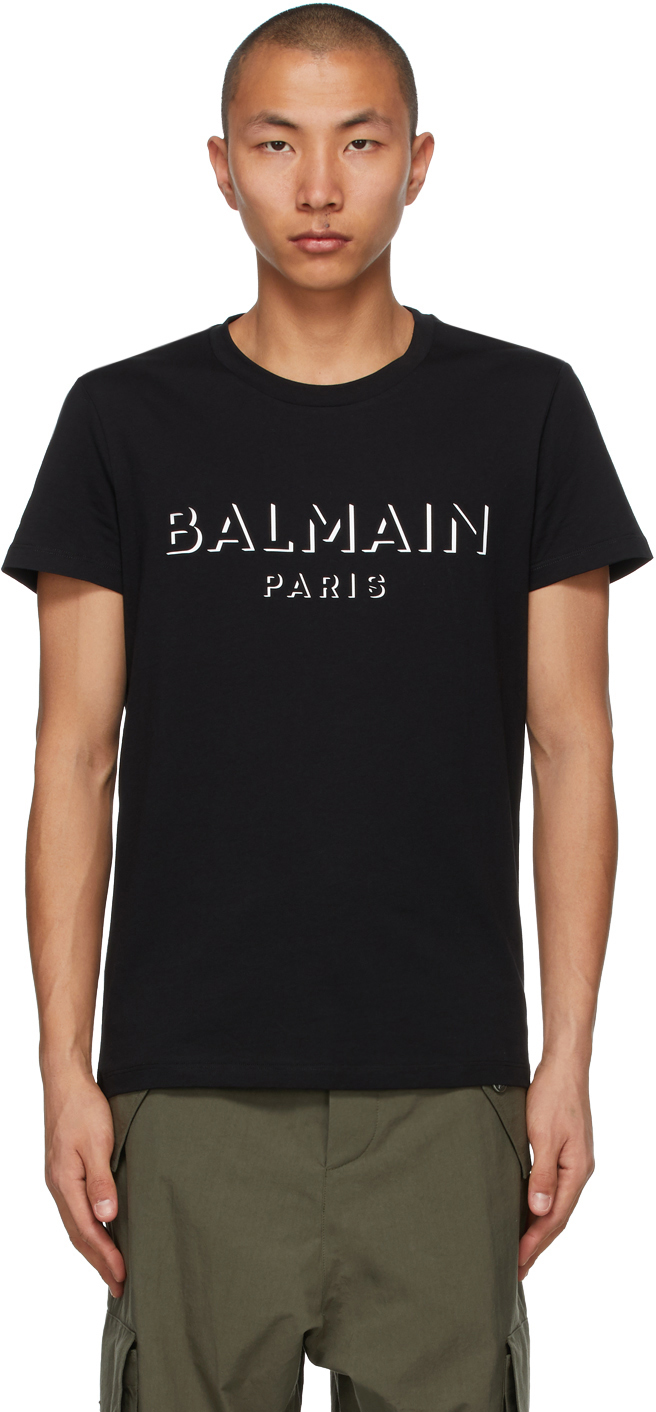 Balmain: Black 3D Logo T-Shirt | SSENSE