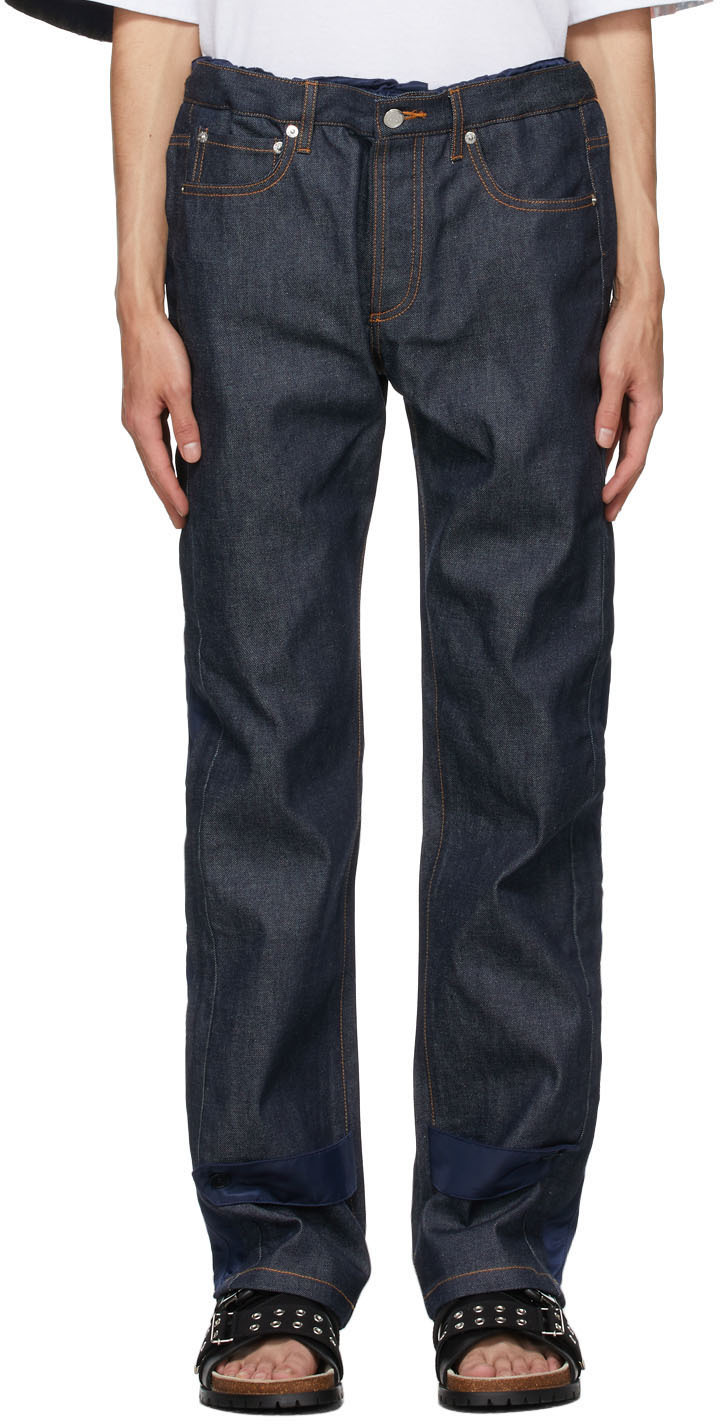 A.P.C.: Indigo & Navy Sacai Edition Haru Jeans | SSENSE