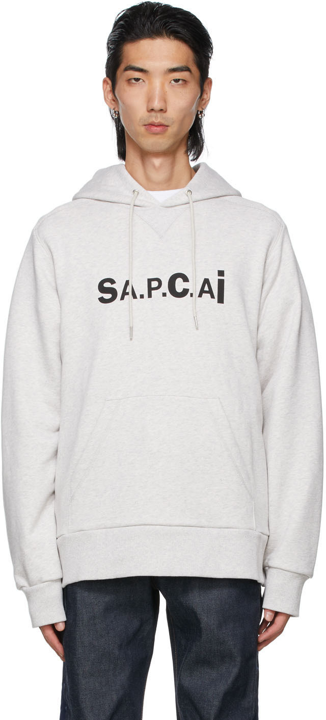 送料無料 A.P.C×SACAI ☆サイドジップフーディー☆GREY☆S パーカー