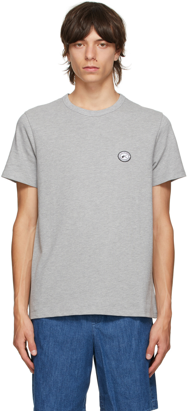 送料無料価格  グレー　Tシャツ アーペーセー　ラコステ　ロゴ　ユニセックス　L Tシャツ/カットソー(半袖/袖なし)