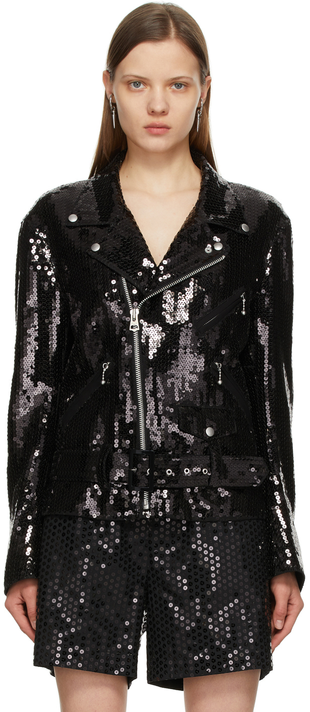 sequin biker jacket