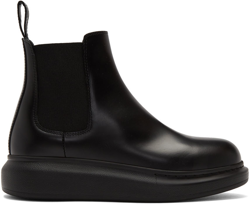 Alexander McQueen: Black Hybrid Chelsea Boots | SSENSE Canada