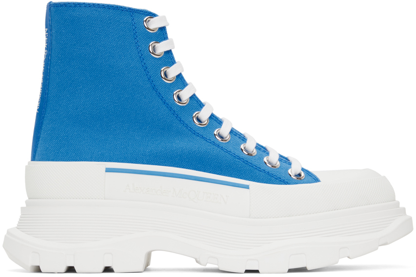 Alexander McQueen SSENSE Exclusive Blue Tread Slick Platform High Sneakers