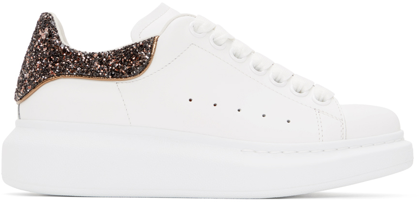 Alexander McQueen SSENSE Exclusive White & Pink Glitter Oversized Sneakers