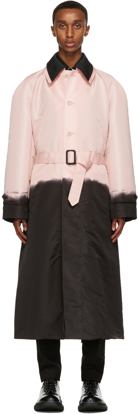 Alexander McQueen Pink Black Layered Trench Coat 211259M176001