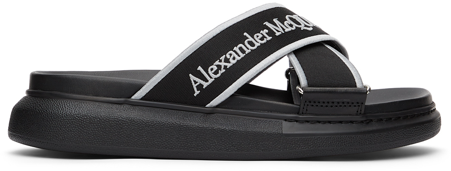 Alexander McQueen Black & Silver Oversized Hybrid Sandals