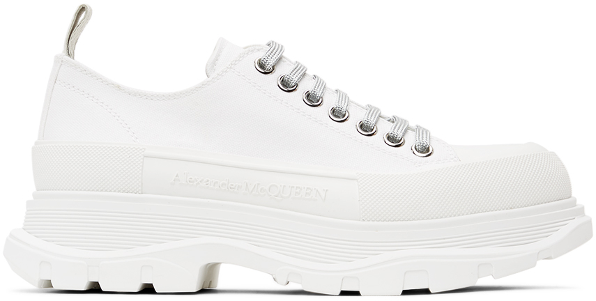 Alexander McQueen SSENSE Exclusive White Canvas Tread Slick Sneakers