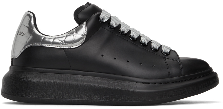 Alexander McQueen SSENSE Exclusive Black & Silver Croc Oversized Sneakers