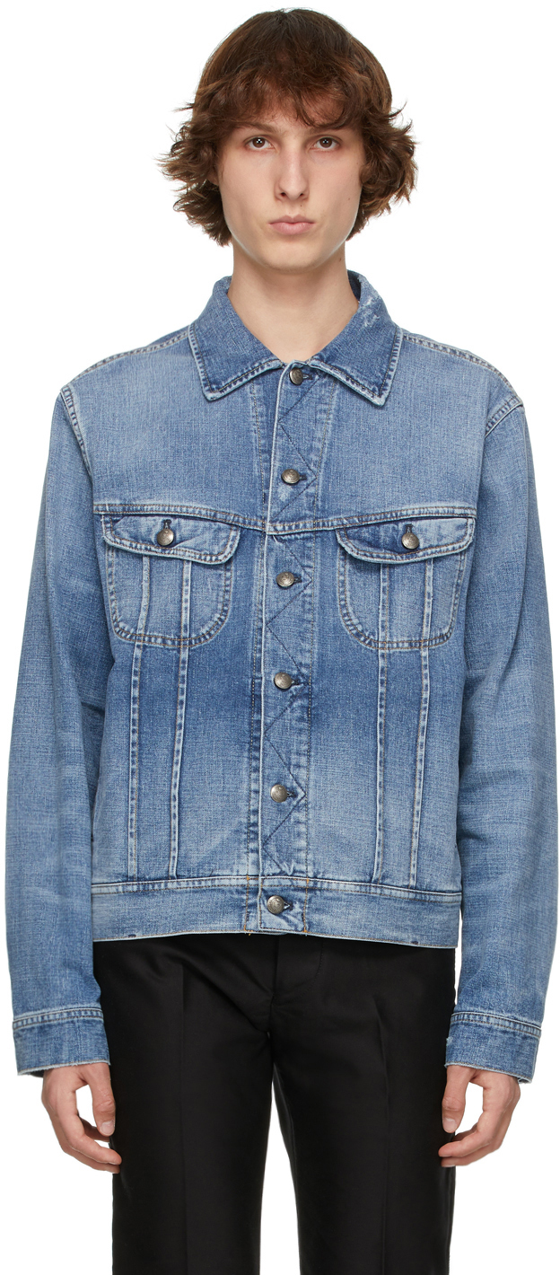 Ralph Lauren Purple Label: Blue Denim Trucker Jacket | SSENSE