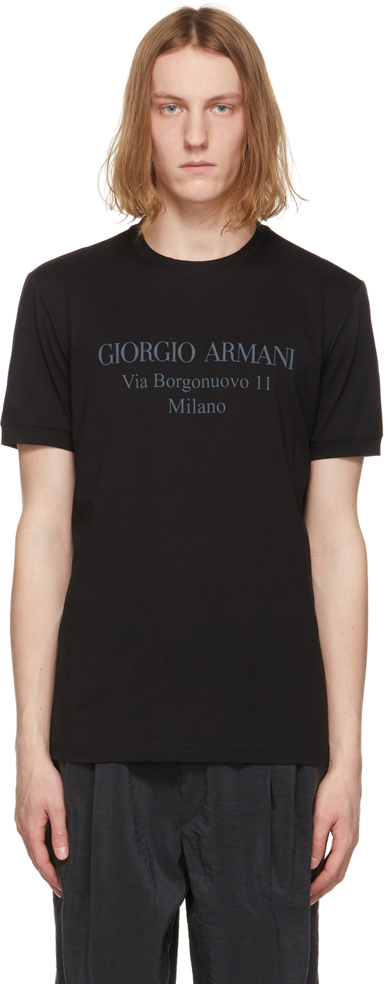 Giorgio Armani: Black 'Borgonuovo' T-Shirt | SSENSE