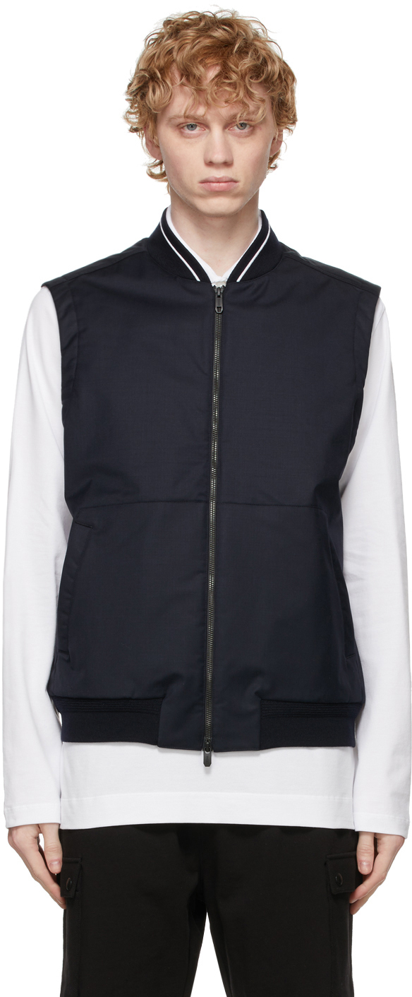 Z Zegna Navy Wool Fleece Vest