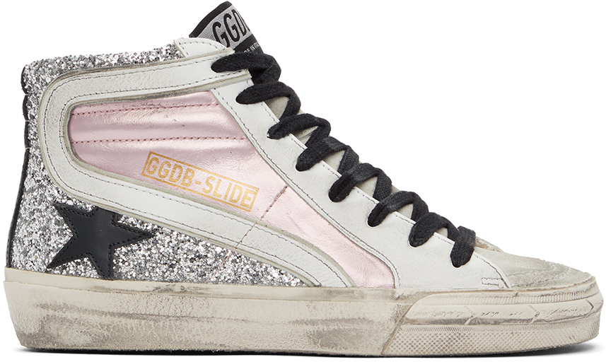 Golden Goose: Pink & Silver Slide Sneakers | SSENSE