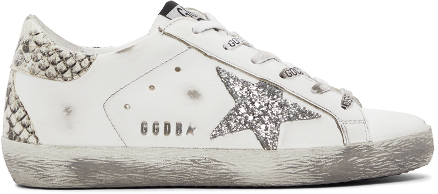 golden goose white glitter