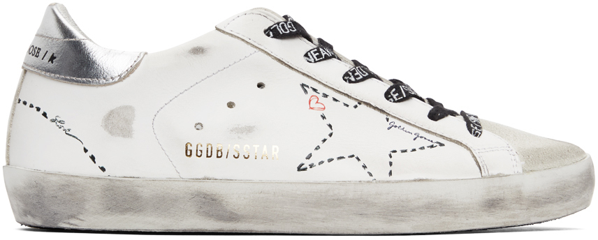 Golden Goose: White & Silver Superstar Sneakers | SSENSE