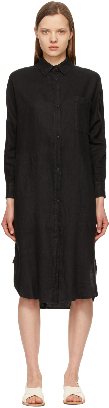 Max Mara Leisure: Black Linen Procida Shirt Dress | SSENSE Canada