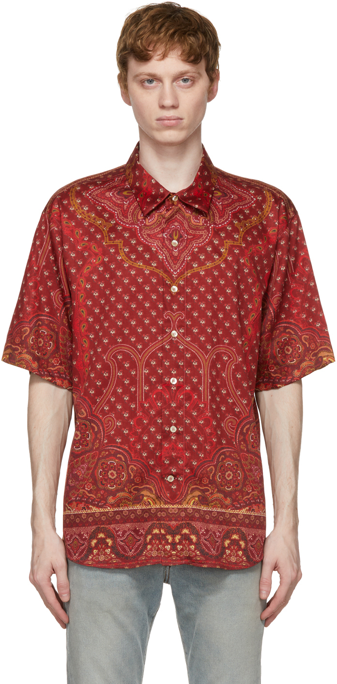 Etro Red Printed Short Sleeve Shirt