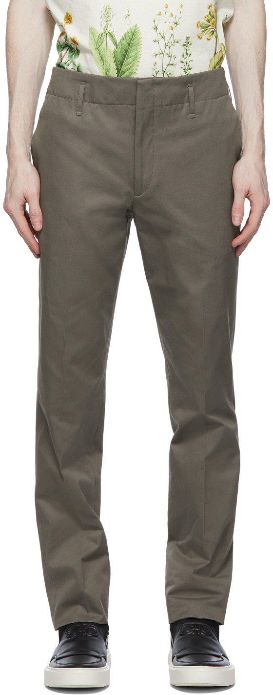 Khaki Slim-Fit Trousers by Ferragamo on Sale