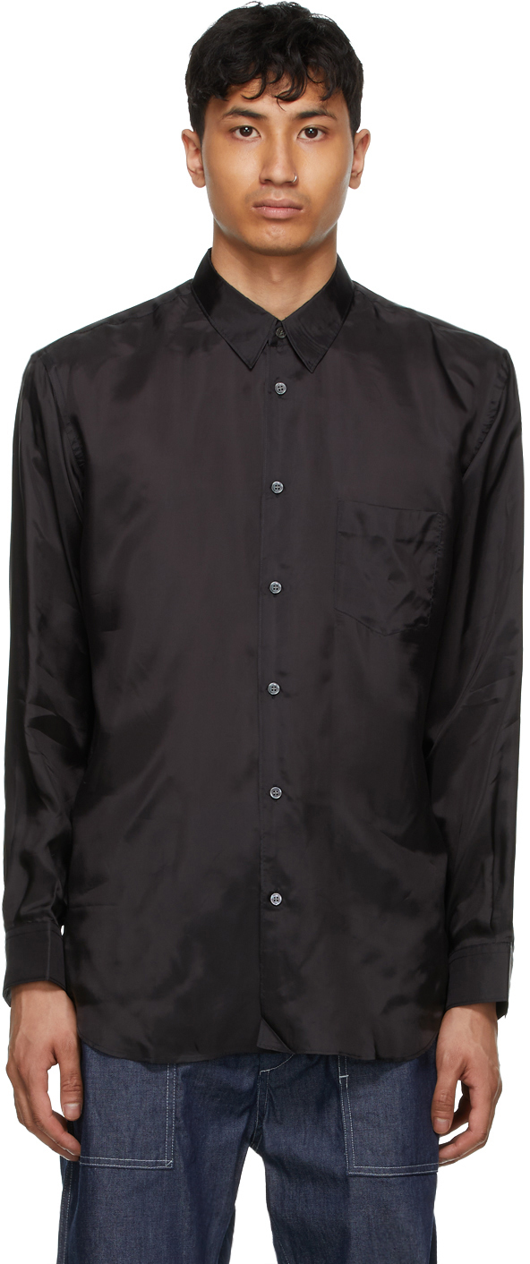 Comme des Garçons Shirt: Black Satin Forever Shirt | SSENSE Canada