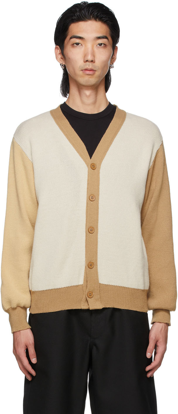 Beige Lochaven of Scotland Edition Knit Paneled Cardigan by Comme des ...