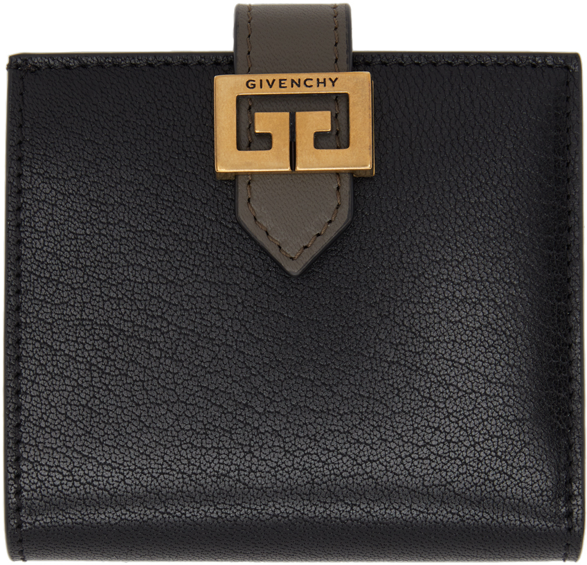 Givenchy Black & Taupe Small GV3 Bifold Wallet