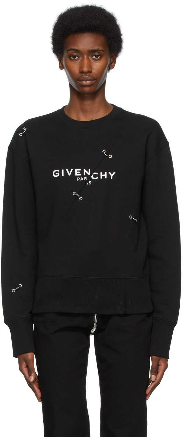 Givenchy Black Metal Detailing Logo Sweatshirt