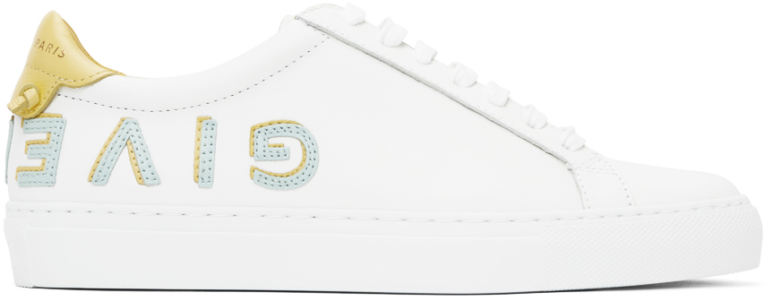 Givenchy White & Yellow Reverse Logo Urban Knots Sneakers