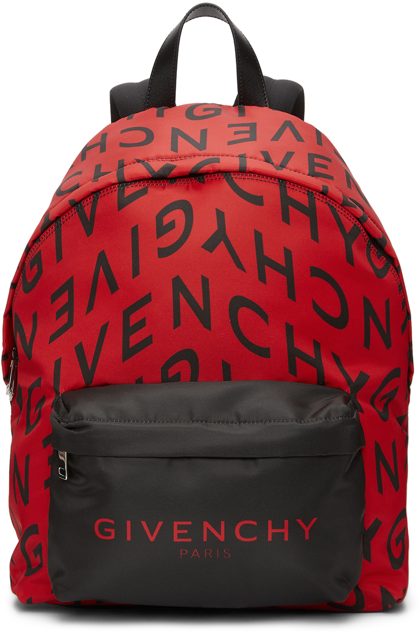 Givenchy: Red & Black Refracted Logo Backpack | SSENSE