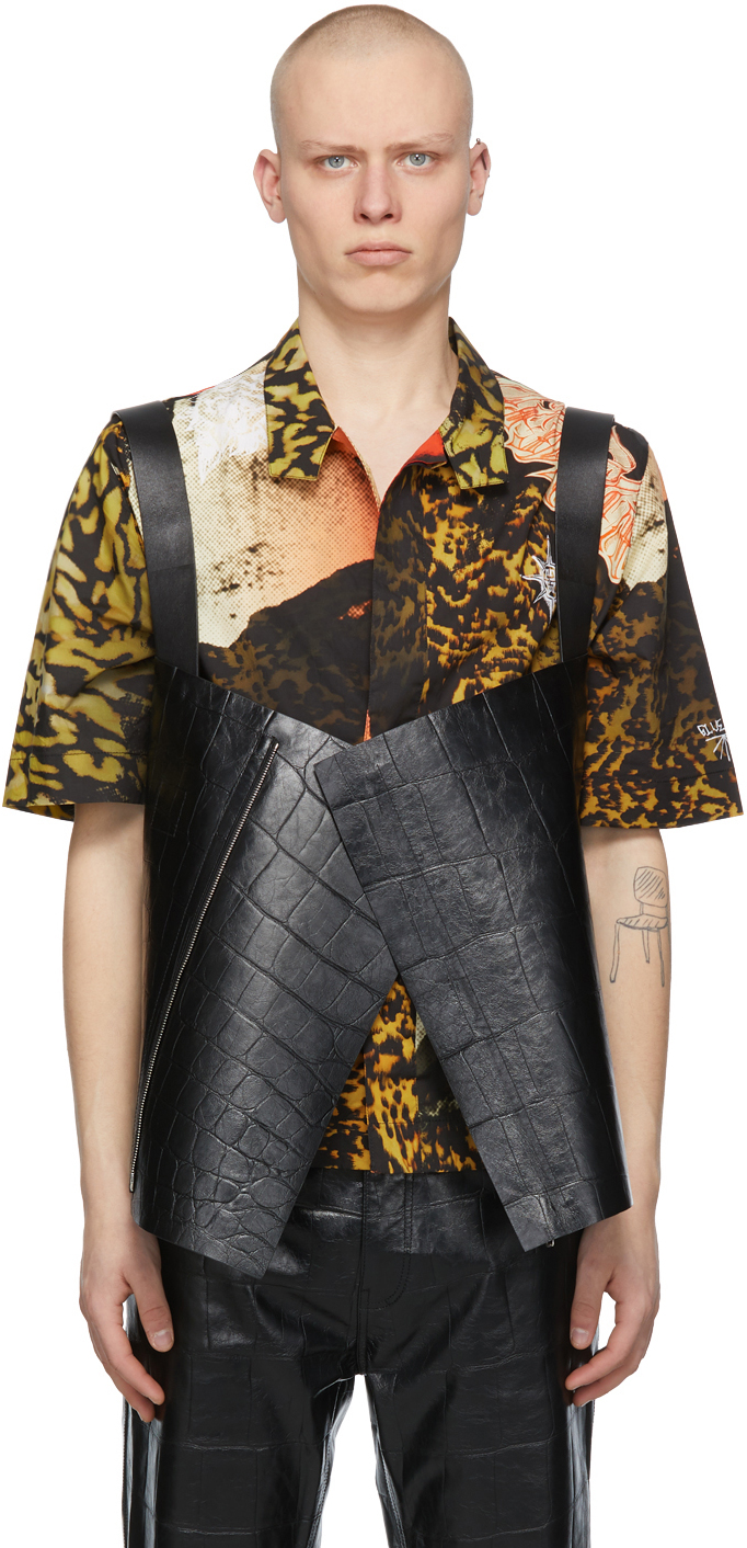 Givenchy Black Croc Short Cape Vest 211278M176017