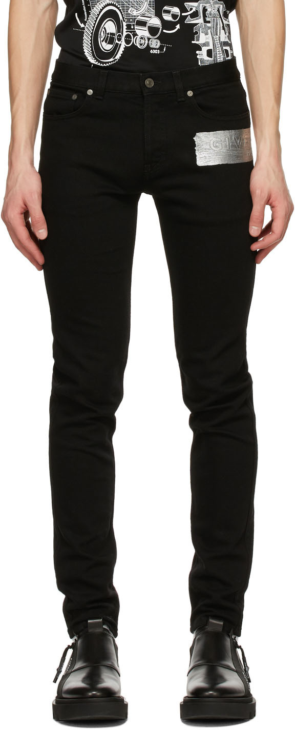Givenchy: Black Latex Band Skinny Jeans | SSENSE Canada
