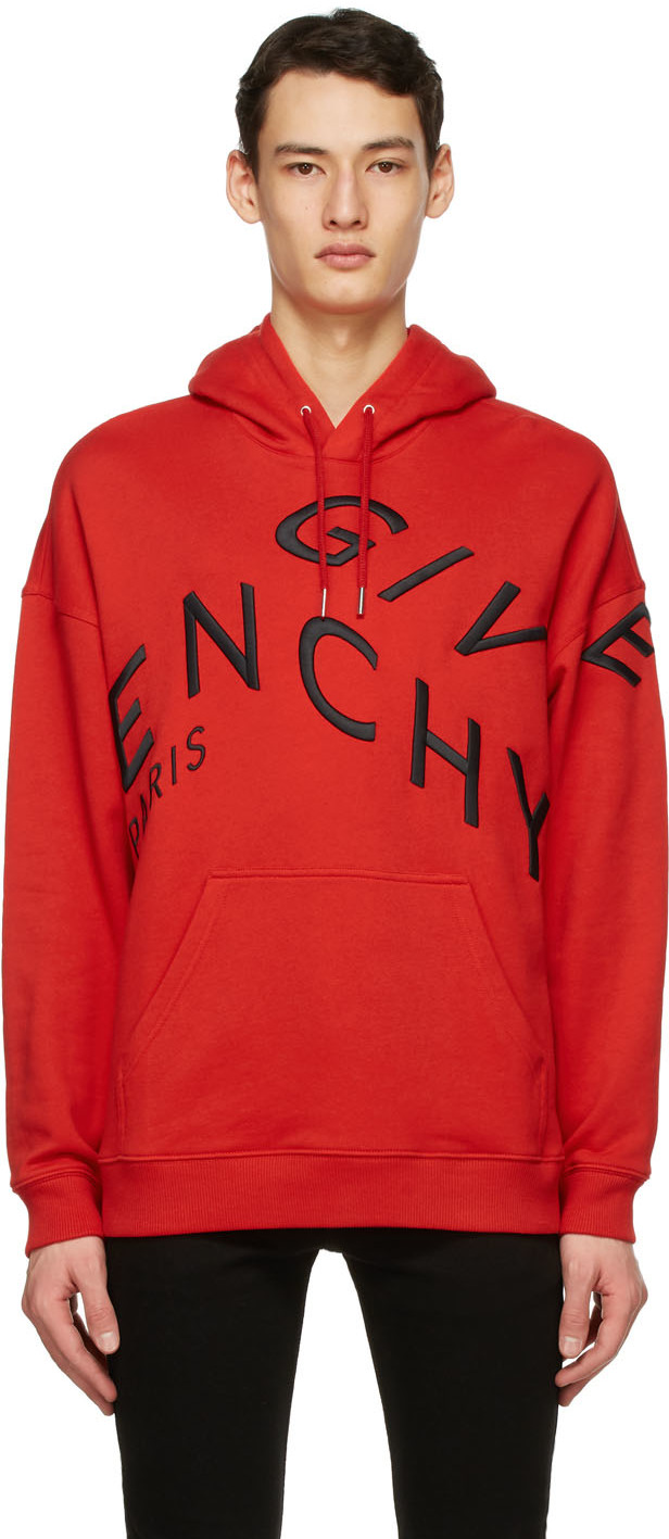 Givenchy: Red Big Embroidered Refracted Hoodie | SSENSE UK