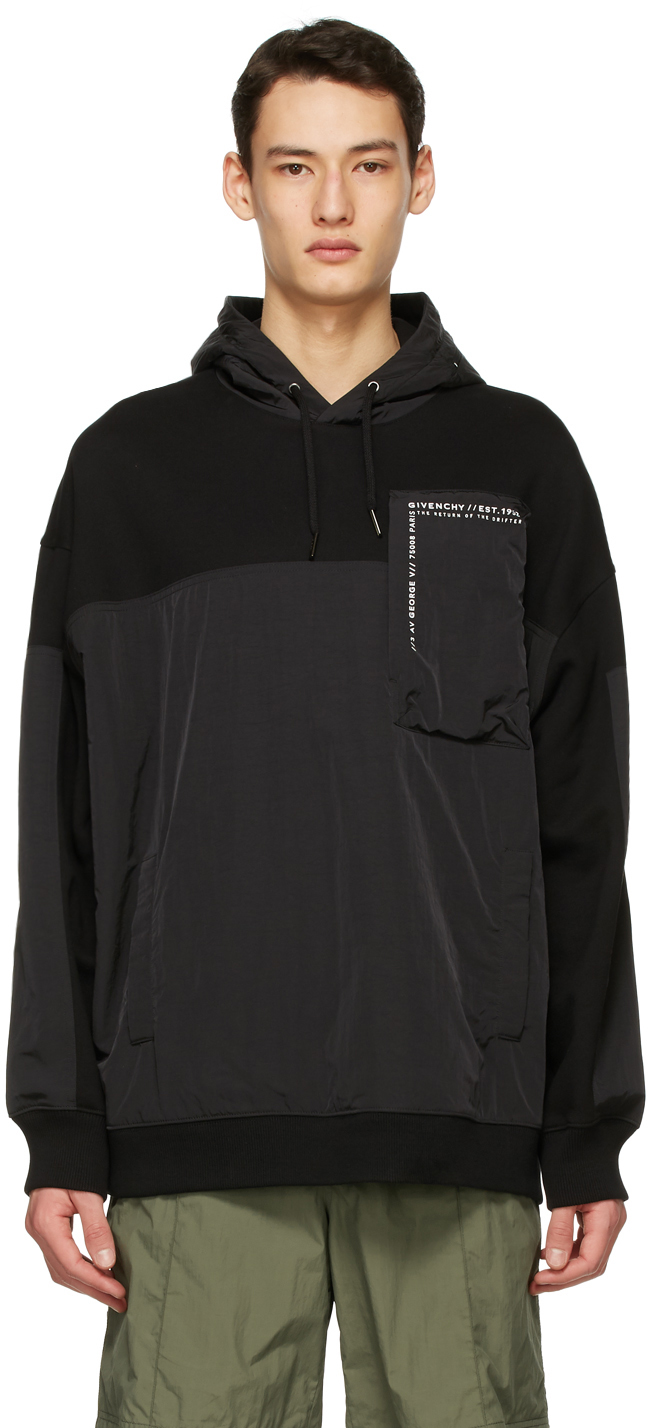 Givenchy: Black Oversized Address Square Army Hoodie | SSENSE Canada
