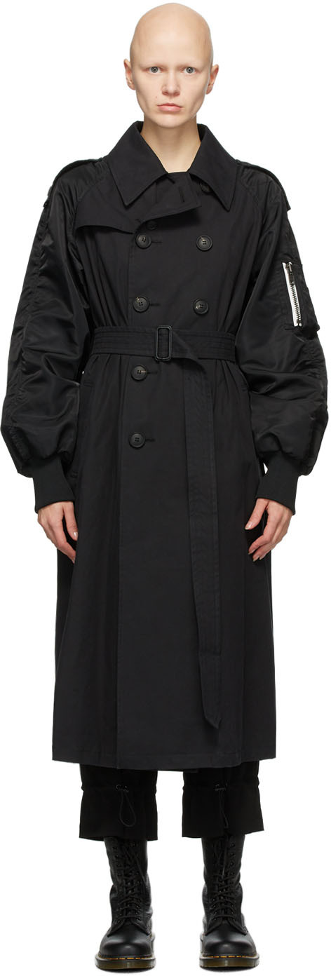 Regulation Yohji Yamamoto: BlackISO Trench Coat | SSENSE UK