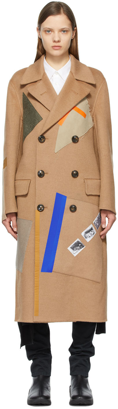 Raf Simons Beige Sterling Ruby Edition Patches Coat 211287F059000