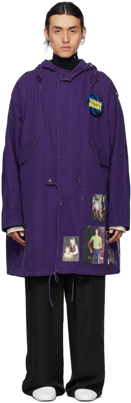 Raf Simons Purple Medium Length Parka Coat | Smart Closet