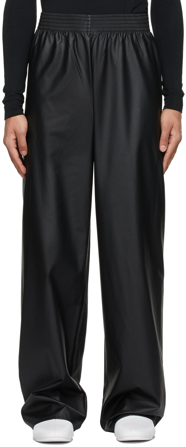 Raf Simons: Black Faux-Leather Trousers | SSENSE Canada