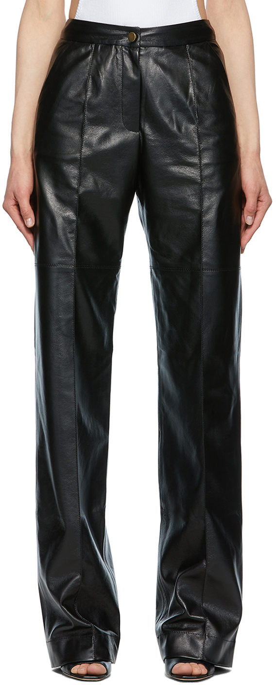Matériel Tbilisi: Black Faux-Leather Slouch Pants | SSENSE