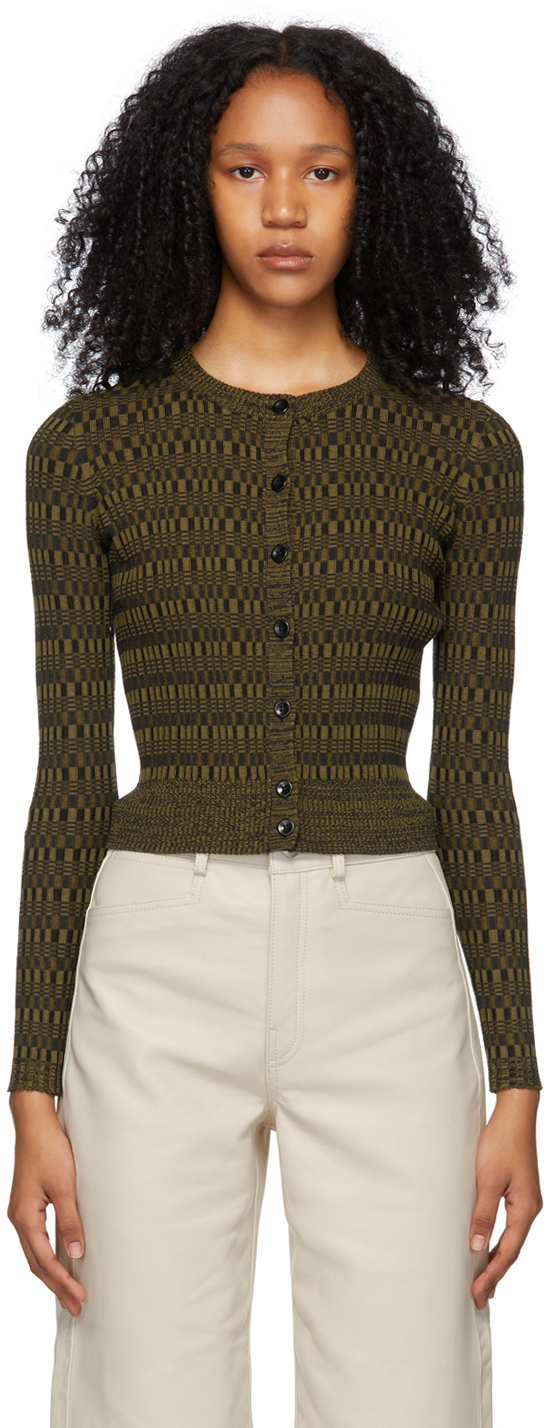 khaki cropped cardigan