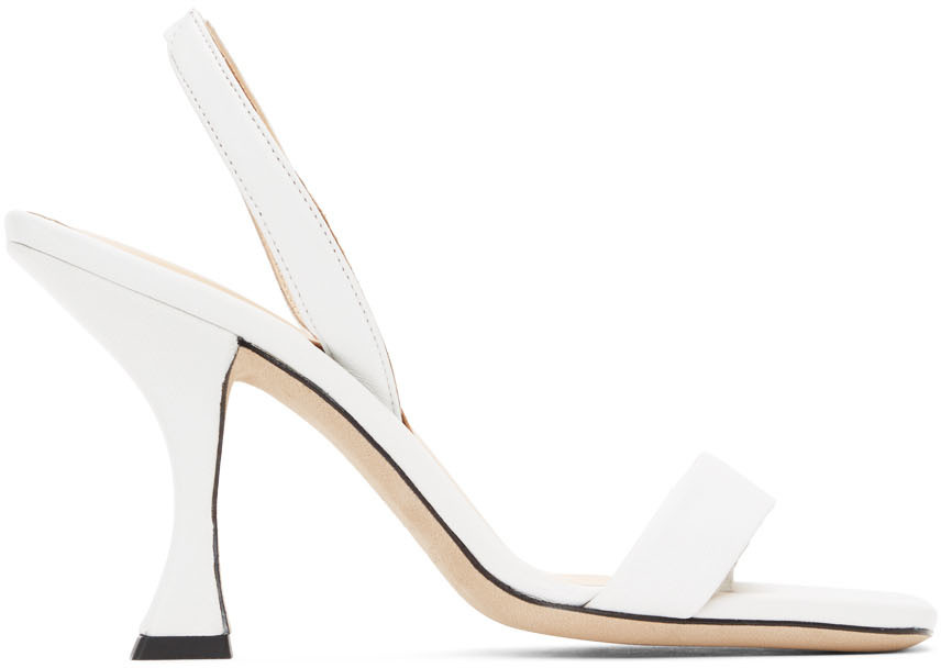 BY FAR: White Lotta Heeled Sandals | SSENSE