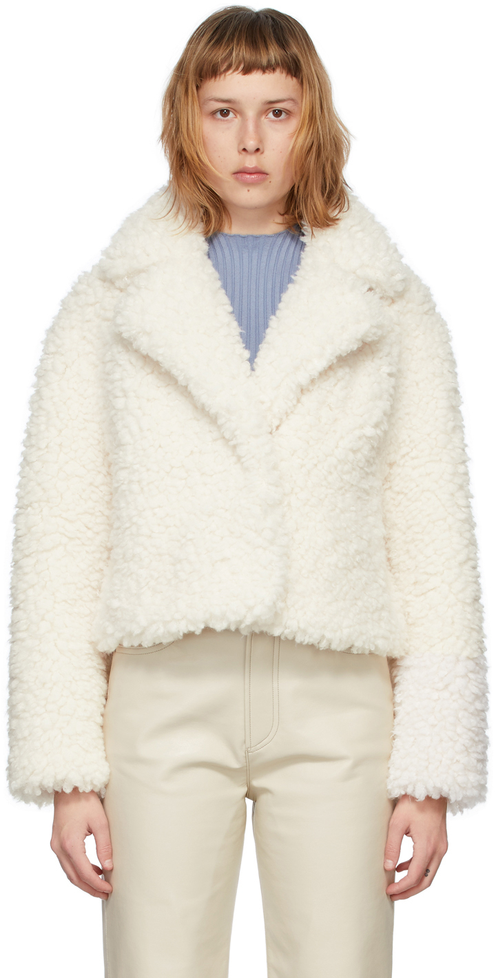 Stand Studio: White Faux-Fur Janet Jacket | SSENSE UK